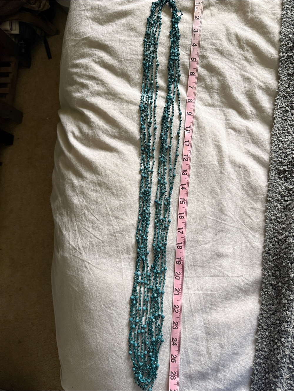 New York & Company Teal Multi-Strand Beaded Necklace